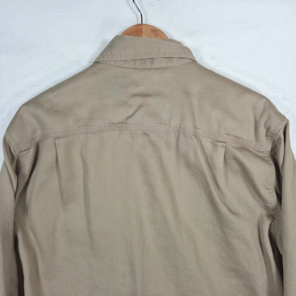 Carhartt FR Shirt Mens Large Khaki Tan Flame Resistant Work Long Sleeve FRS003